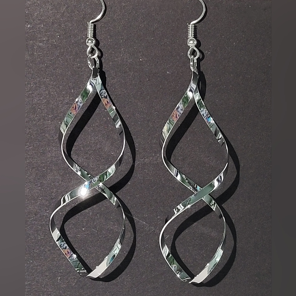 Silver Boho Style Dangle Earrings - image 1